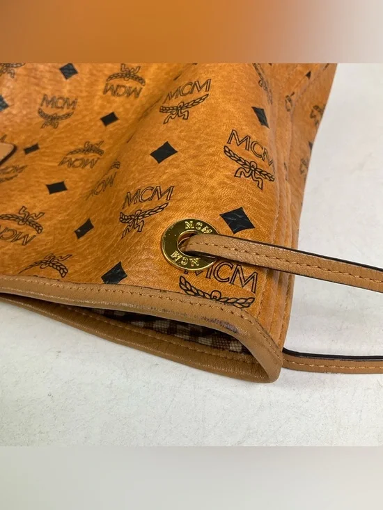 MCM Liz Large Reversible Visetos Brown Cognac Shopper Tote Bag - Picture 11 of 16